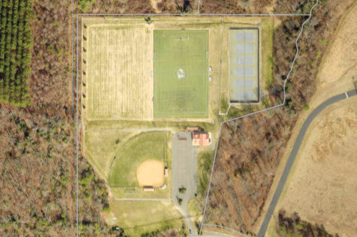 aerial of scott road outdoor athletic complex