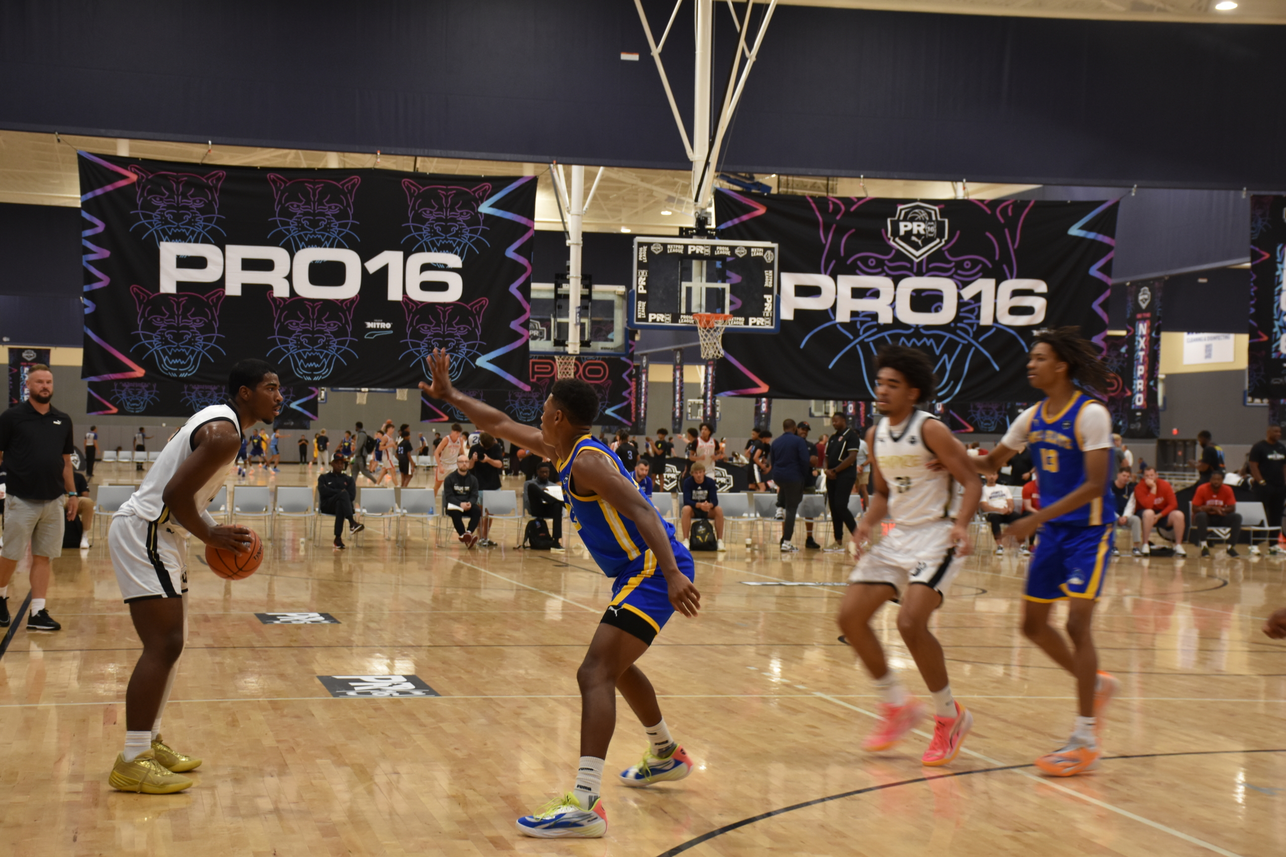 picture of basketball play during the NXTPRO PUMA event at the henrico sports and events center