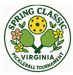 pickleball spring classic logo with two paddles and some flowers